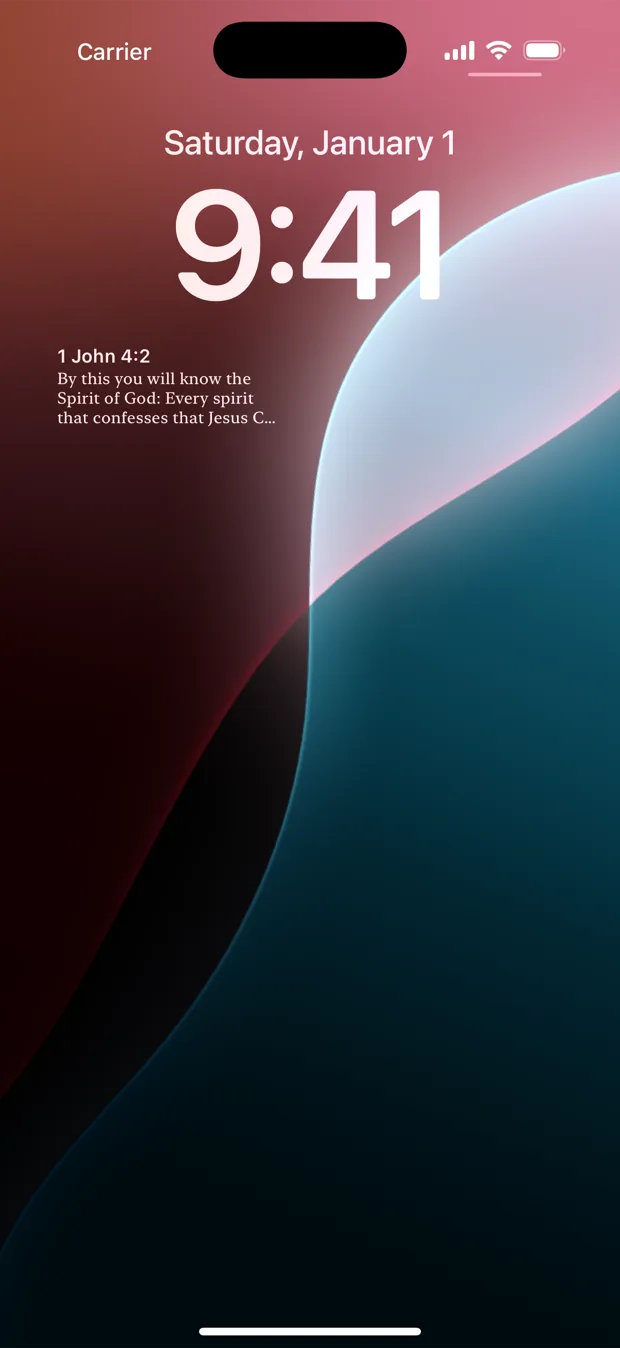 Today’s verse shown as a Psalmwell widget on the iPhone Lock Screen